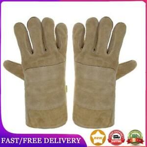 Welding Gloves Thick Heat Wear Resist Cow Split Leather Safety Work Gloves