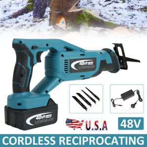 Electric Corded Reciprocating Sabre Saw Power Tool W/ 48V Lithium Battery Blades