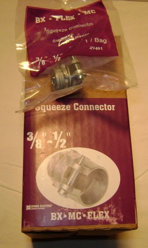 BOX OF 30 SIGMA ELECTRIC 3/8&#034; CONDUIT SQUEEZE CONNECTOR FITTINGS 1/2&#034; NPT