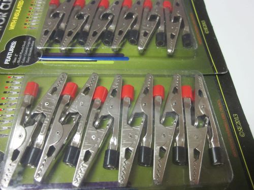 24pc 2&#034; insulated grip alligator clips 12 red 12 black nickel plated steel for sale