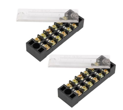 600V 15A 6 Position 12 Screw Terminal Cable Blocks Barrier 2 Pcs
