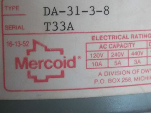 Mercoid corp. switch limit mercoid control da 31-3-8 for sale