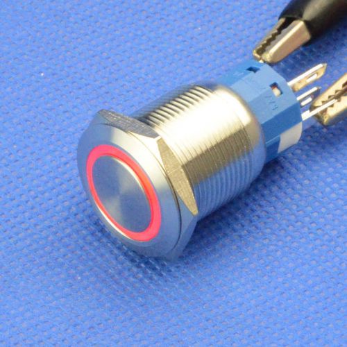 19mm 12v red led 5 pins latching push button waterproof angel eye car switch for sale