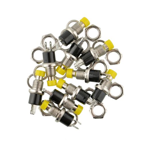 10PCS Mini Push Button CAR Boat SPST Momentary OFF-ON Switch 7mm YELLOW