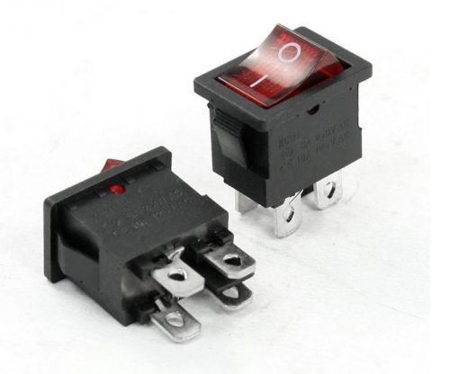 2 Pcs 2 Position Red Indicator 4 Pin DPST Rocker Switch