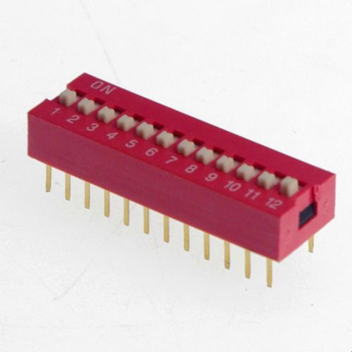 10 x dip switch 12 positions 2.54mm pitch through hole silver top actuated slide for sale