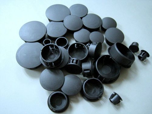Black Nylon Hole Plug Button Cover Asso.Size: 10mm - 30mm #A3 Total 30 pcs