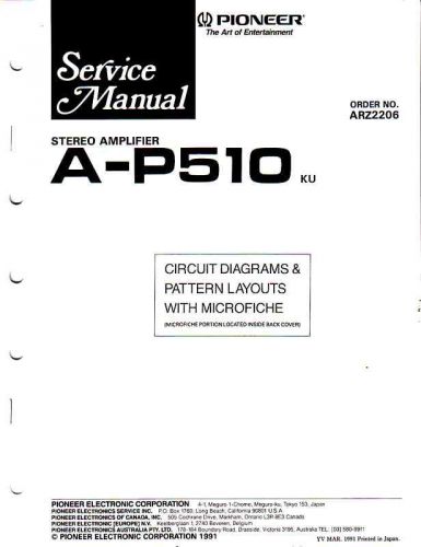 PIONEER Service MANUAL w/microfiche A-P510 ARZ2206