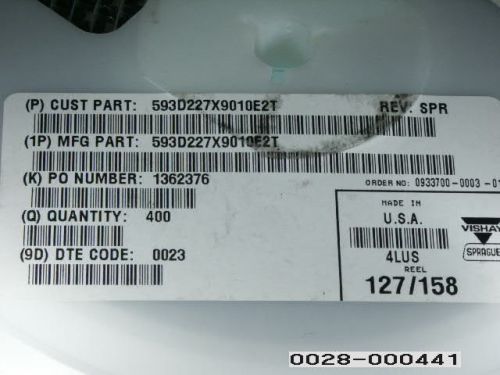 20-pcs capacitor 220uf 10% low esr conformal coa 593d227x9010e2t 593d227x9010e2 for sale