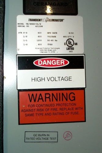 Advanced protection technologies model te/4xhp/cl/g tvss for sale