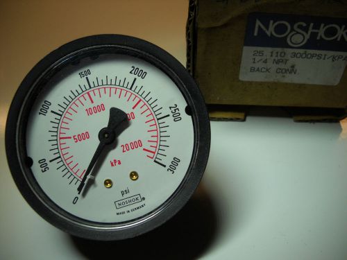 Noshok 25-110 pressure gauge 0-3000 psi/kpa 1/4&#034; npt back connection new in box for sale