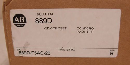 *NIB* Allen Bradley QD Cordset DC Micro 20 Meter 889D-F5AC-20 Series B *NIB*