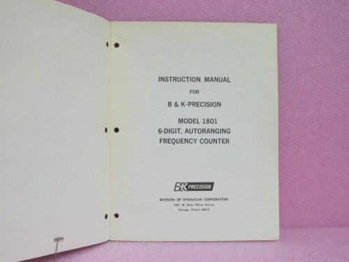 B+K Precision Manual 1801 6-Digit, Autoranging Frequency Counter Instruction Man