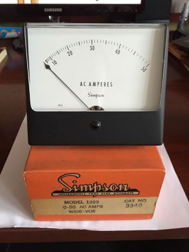 Simpson Model 1359 0-50 Amps Wide-Vue *New In Box* Vintage