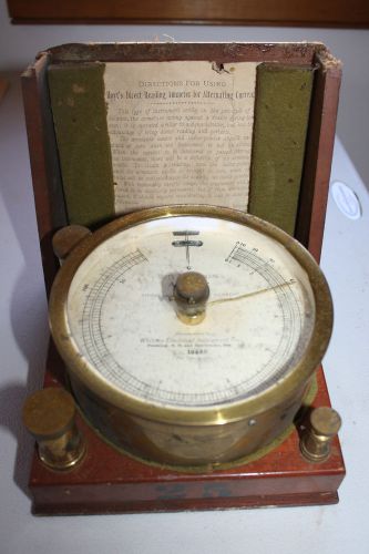 1895 Hoyt&#039;s Direct Reading Ammeter Alternating Current Brass Wood Whitney Electr