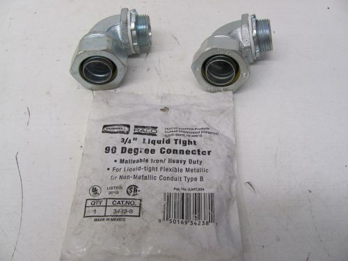 LOT OF 2 HUBBELL RACO LIQUID TIGHT 90 DEGREE CONNECTORS 3423-8 3/4&#034; NEW(OTHER)