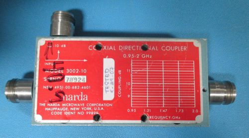 Narda 3002-10 Type N Coaxial Directional Coupler, 1.0 - 2.0 GHz, 10dB