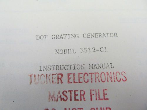 Telechrome 3512-C1 Dot Grating Generator Instruction Manual w/ Schematics 46394