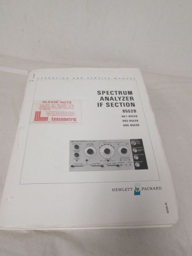 Hewlett packard spectrum analyzer if section 8552b service manual(a-62,a7,a79) for sale