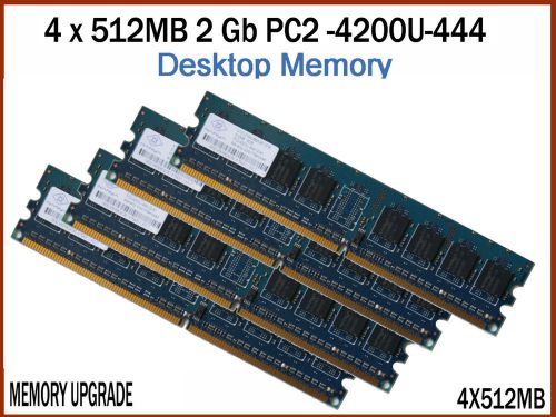 LOT 4 x 512MB 2 Gb PC2 -4200U-444 DESKTOP MEMORY RAM   Upgrade Windows 7