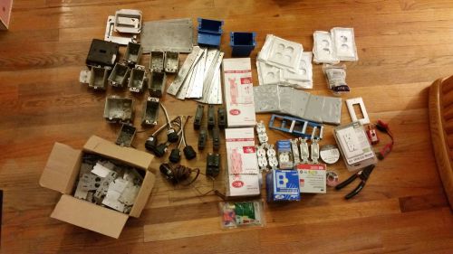 30 LB Lot of Electrical Equipment- Breakers, Outlets, Switches, Boxes, Covers