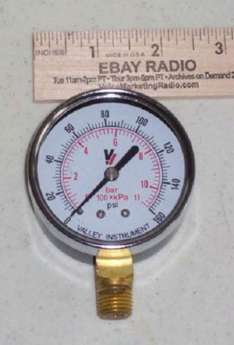 Valley instrument guage gage 160 psi 2.5&#034; chrome plate face 2120 dsb bottom conn for sale