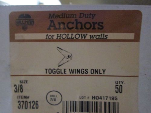 MEDIUM DUTY ANCHORS TOGGLE WINGS ONLY 3/8&#034; 370126 LOT OF 50 (WL8)