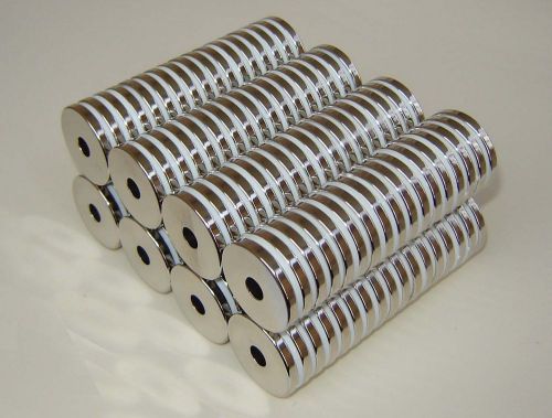 100 pcs of od1&#034; x1/4&#034;id x1/8&#034; neodymium (rare earth) ring magnets for sale