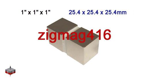2 pcs of n52, 1&#034; x 1&#034; x 1&#034; thick neodymium (rare earth) block magnet for sale