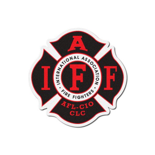 4&#034; iaff reflective firefighter sticker fire decals - black &amp; red for sale