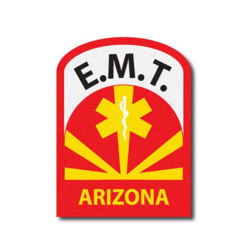 FIREFIGHTER HELMET DECALS - SINGLE - EMS STICKER- Arizona AZ EMT 4&#034; Red Boarder