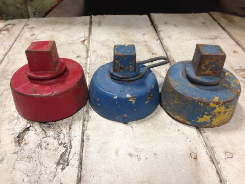 Lot of 3 vintage fire hydrant 4&#034; caps firefighter hose truck attachment for sale