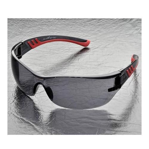 Elvex SG-16G Nano High-Impact Safety Glass, Gray Lens with Red Temple Tip