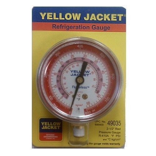 Yellow Jacket 49035 2-1/2&#034; gauge °F &amp; C, red pressure, 0-800 kg/cm2/psi, R-410A