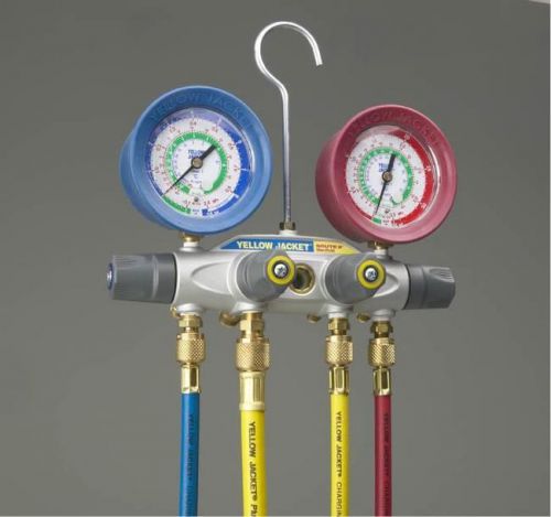 Yellow jacket 46101 brute 4 valve manifold set-72&#034; hoses for sale