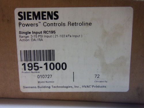 Siemens 195-1000 powers controls retroline 010727 for sale