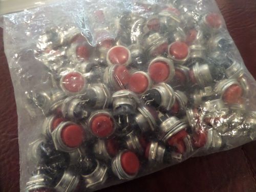Red NO Push Button Switches, 3A/125 Momentary, Lot of 80