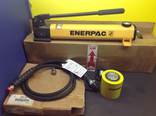 Enerpac rcs-201 20 ton low pro hydraulic cylinder set p202 pump 2 speed 6&#039; hose for sale
