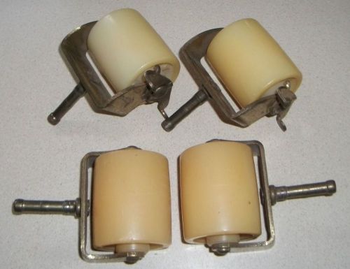 Vintage large yellow plastic casters set of 4 two locking