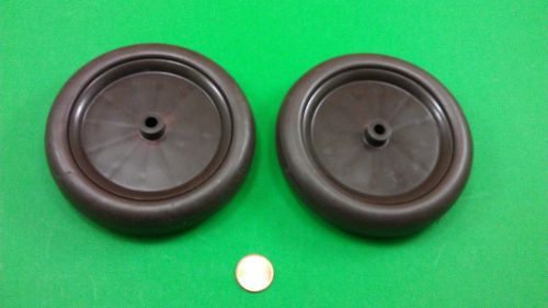 2 SPARE BROWN RUBBER WHEELS, 4-1/4&#034; DIAMETER, 7/8&#034; THICK