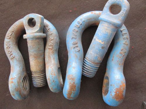 PAIR - USED SHACKLES W/PIN WLL 4 3/4 T &amp; 6 1/2 T