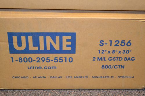 Uline s-1256 12 x 8 x 30&#034; 2 mil gusseted poly bags for sale