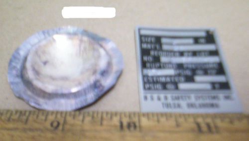 Bs &amp; b safety systems inc. - silver rupture disk for sale