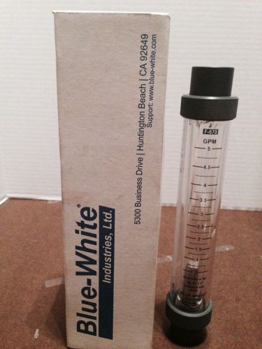 Blue white flowmeter f-67500l1s-06p 3/8&#034; fnpt .5 to 5.0 gpm for sale