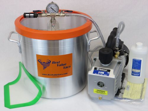 5 gallon vacuum chamber and 6 cfm single stage pump to degassing silicone for sale