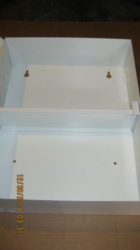 White Metal Storage wall mount box with two keys! 14&#034; x 19&#034; x 5&#034; approx.