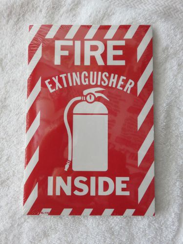 (ONE) LARGE &#034;FIRE EXTINGUISHER INSIDE&#034; SELF-ADHESIVE VINYL SIGN...6&#034; X 9&#034; NEW