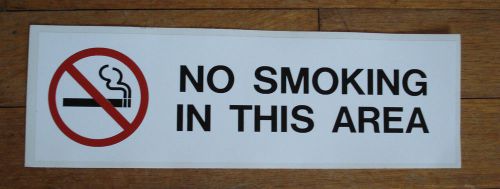 NO SMOKING IN THIS AREA - White Self-Adhesive Safety Sign - 10 x 3 inches