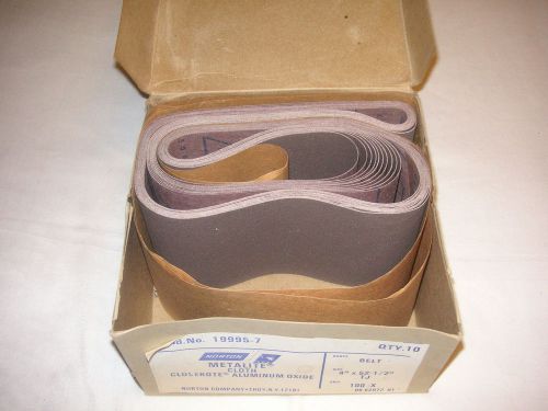 NORTON. 4 x 52-1/2&#034; Aluminum Oxide Sanding Belt. Box Of 10.100X GRIT. Abrasive