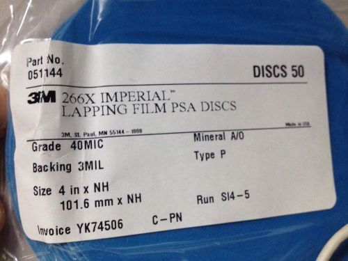 50pcs/bag 3M 266X Lapping Film PSA 4&#034; Discs 40MICRON 40UM 3MIL A/O